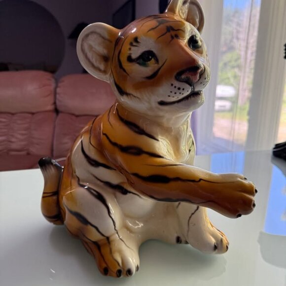 Life-size Vintage ITALIAN Midcentury Hand-Painted Tiger Cub in MINT CONDITION - Picture 4 of 6